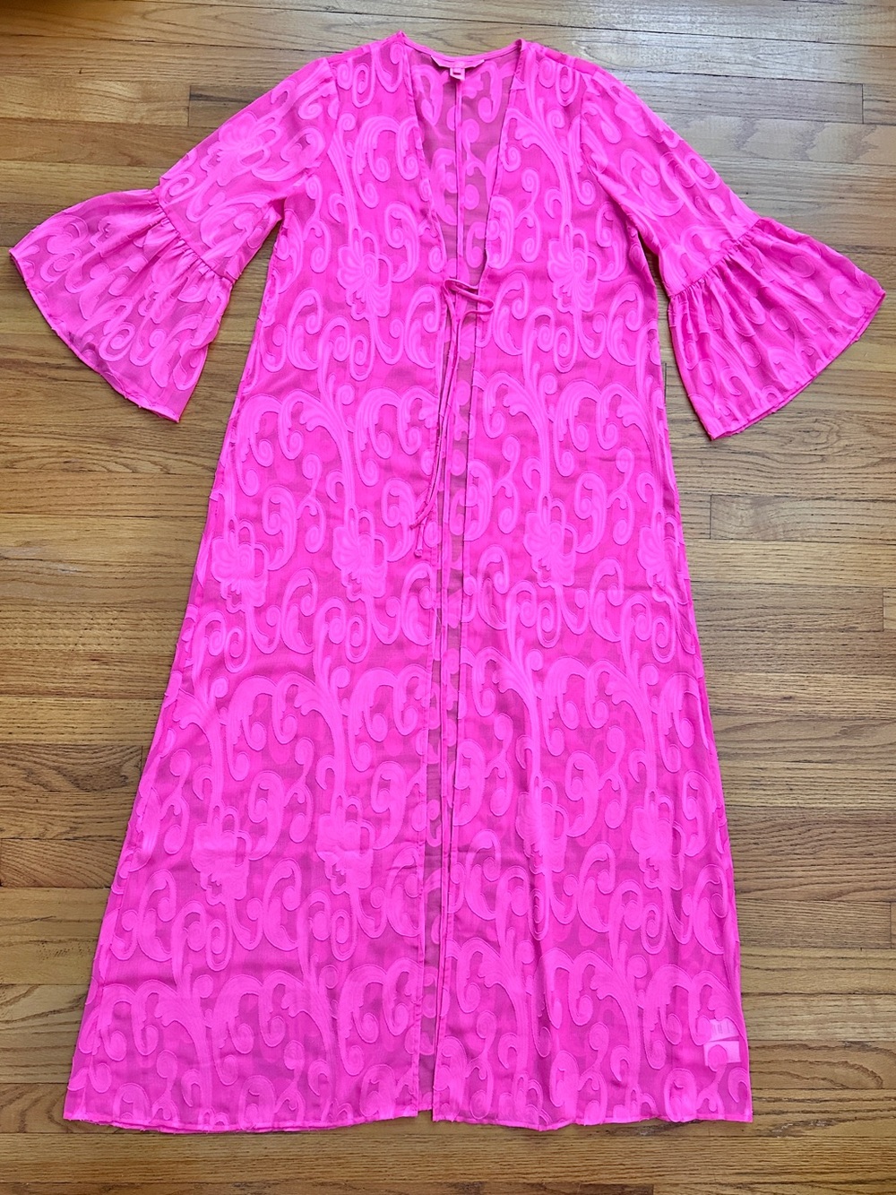 Lilly Pulitzer Small- Motley Maxi Cover-Up,  in  "Aura Pink" with tie closure